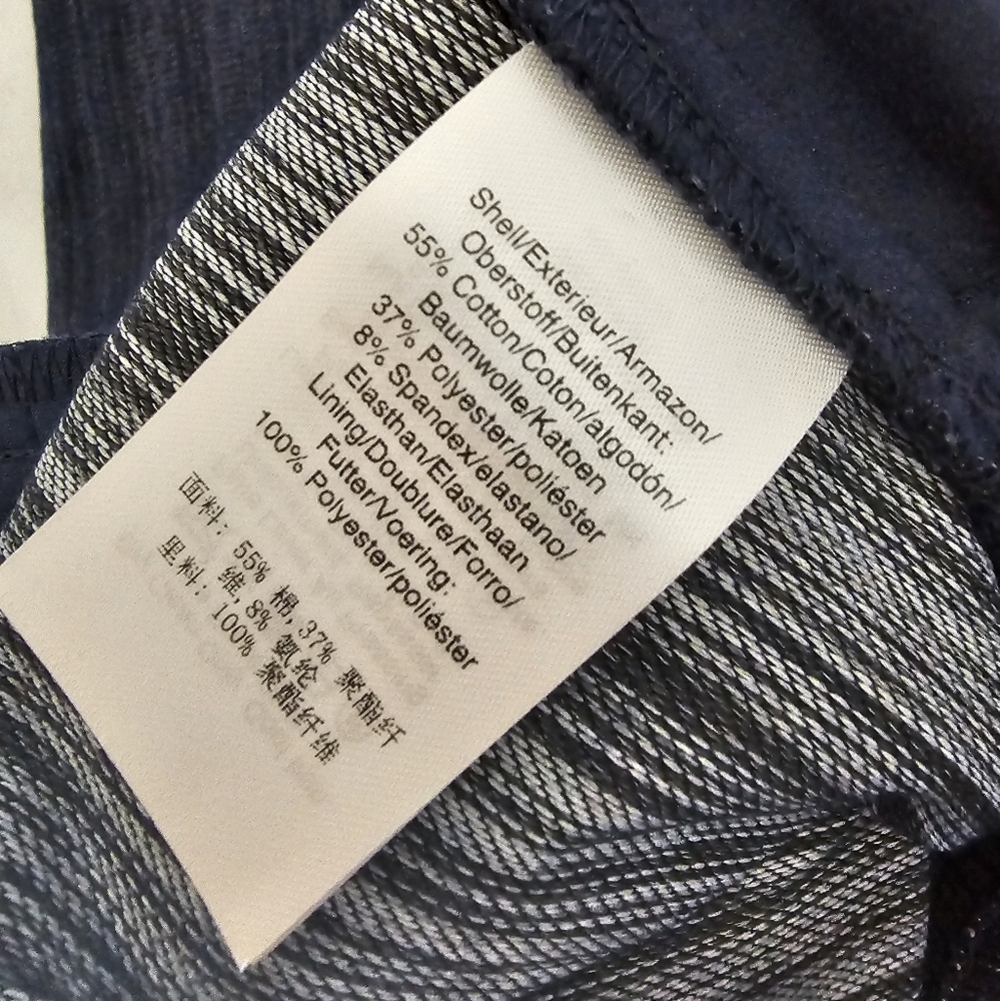 DKNY High Waisted Belted Paperbag Straight Leg Denin Blue Pant Pinstripe 2 - Picture 9 of 9